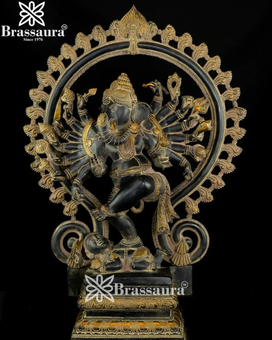Brass Dancing Ganesha Statue Weight 22.4 Kg And Height 25.5 Inch