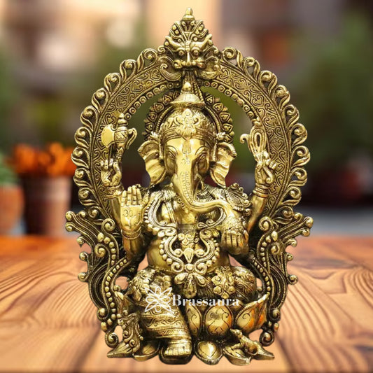 Brass Jewellery Ganesha Statue Weight 10.72 Kg And Height 15.5 Inch