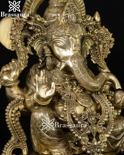 Brass Jewellery Work Ganesha Statue Weight 30 Kg And Height 22.5 Inch