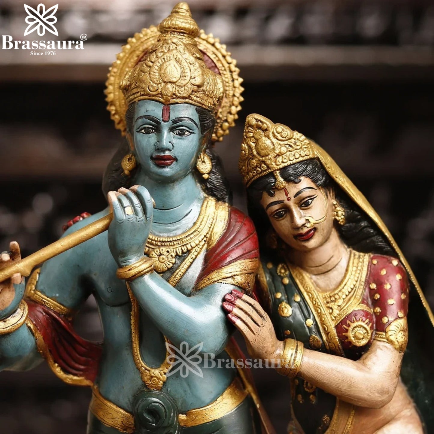 Brass Radha Krishna Murti Weight 20.27 Kg And Height 23 Inch