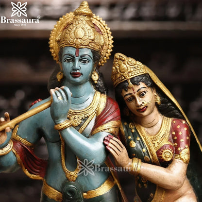 Brass Radha Krishna Murti Weight 20.27 Kg And Height 23 Inch