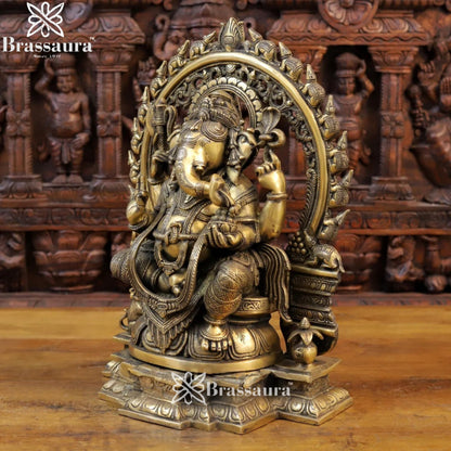 Brass Ring Ganesha Weight 17.5 Kg & Height 19 Inch
