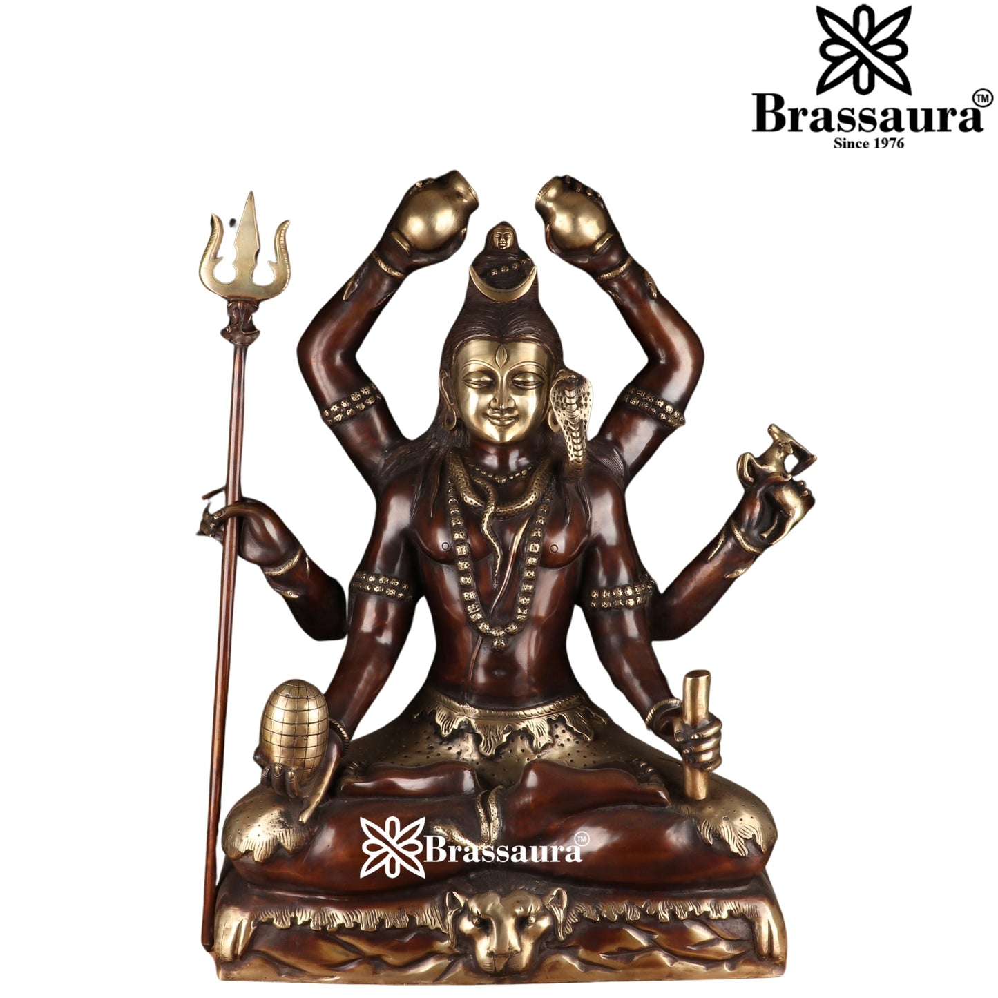 Brassaura™ Traditional Brass Lord Shiva Murti – Height 30 & Weight 48 Kgs | Sacred Home Accent