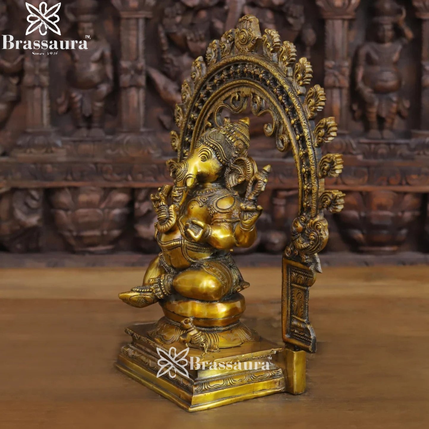 Brass Ring Ganesha Weight 8.58 Kg & Height 15 Inch