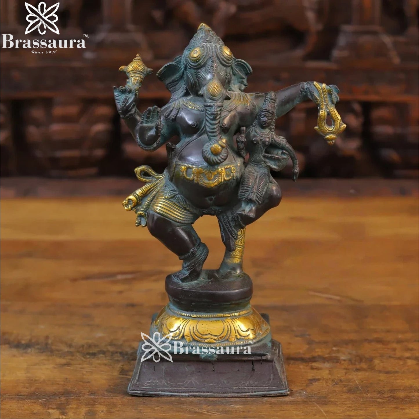 Brass Dancing Ganesha Weight 3.64 Kg & Height 11 Inch