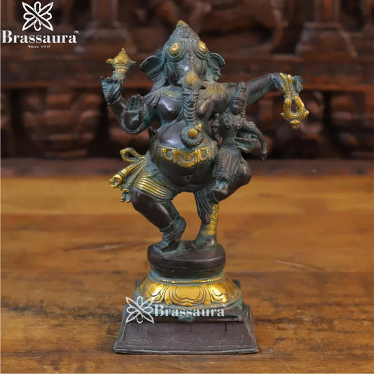 Brass Dancing Ganesha Weight 3.64 Kg & Height 11 Inch