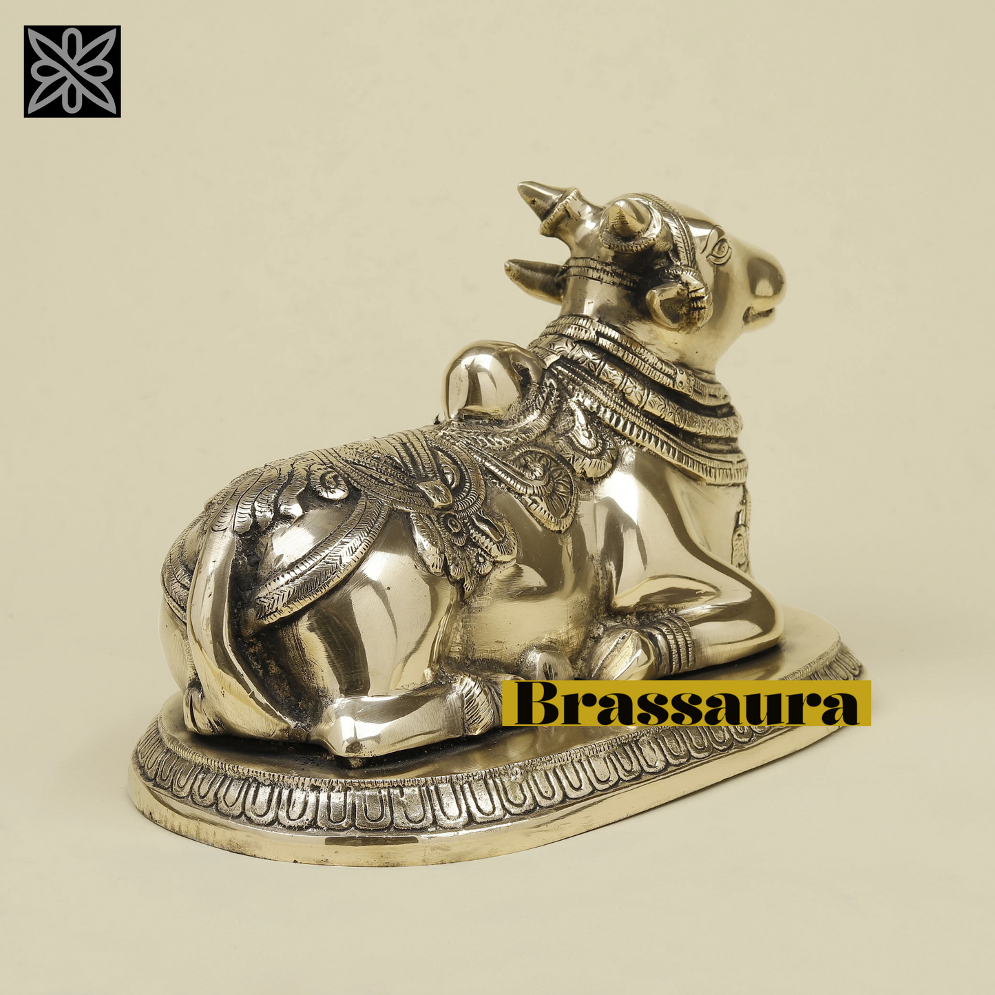 Brassaura™ Brass Nandi Statue | 7.5 Inches Height | 5.88 Kgs Weight | Elegant Golden Finish
