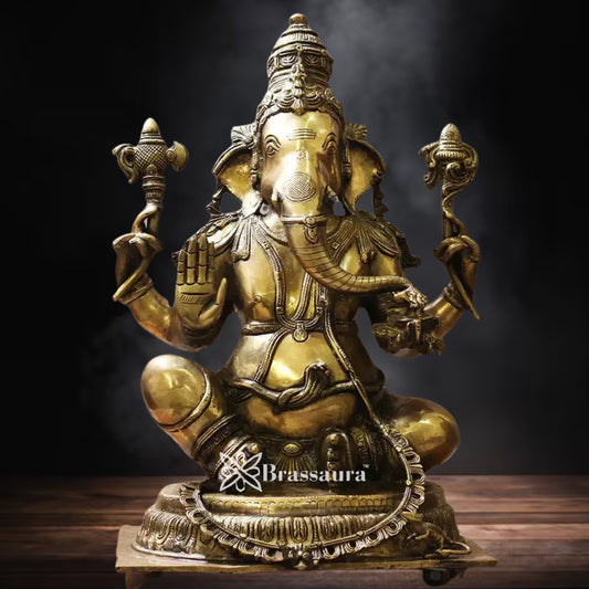 Brass Ganesha Statue Weight 21.7 Kg And Height 20 Inch