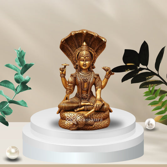 Brass Vishnu On Sheshnaag Statue Weight 7.7 Kg And Height 12.5 Inch