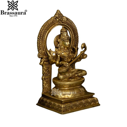 Brass Saraswati Statue Weight 4 Kg And Height 10.5 Inch
