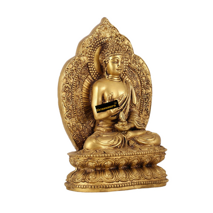 Brassaura™ Brass Standard Buddha Idol – Height 10.5 Inches | Weight 5.5 Kgs | Home & Spiritual Decor