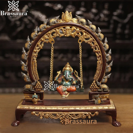 Brass Artistic Ganesha Jhula Weight 5.5 Kg & Height 15 Inch