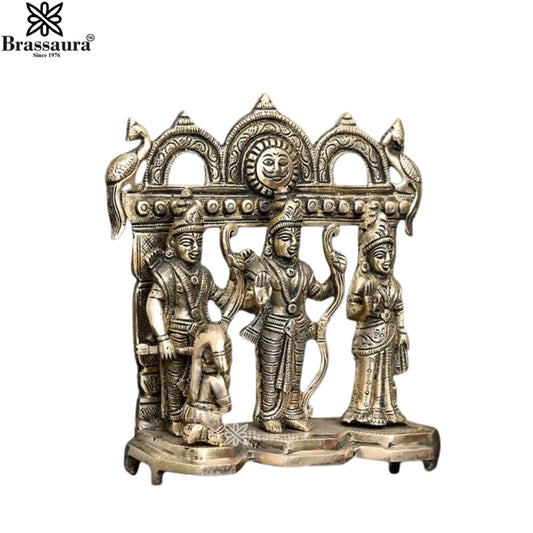 Brassaura™ Brass Ram Darbar Idol – Height 7.7 Inches & Weight 2.07 Kgs | Divine Home Accent Featuring Lord Ram & Family