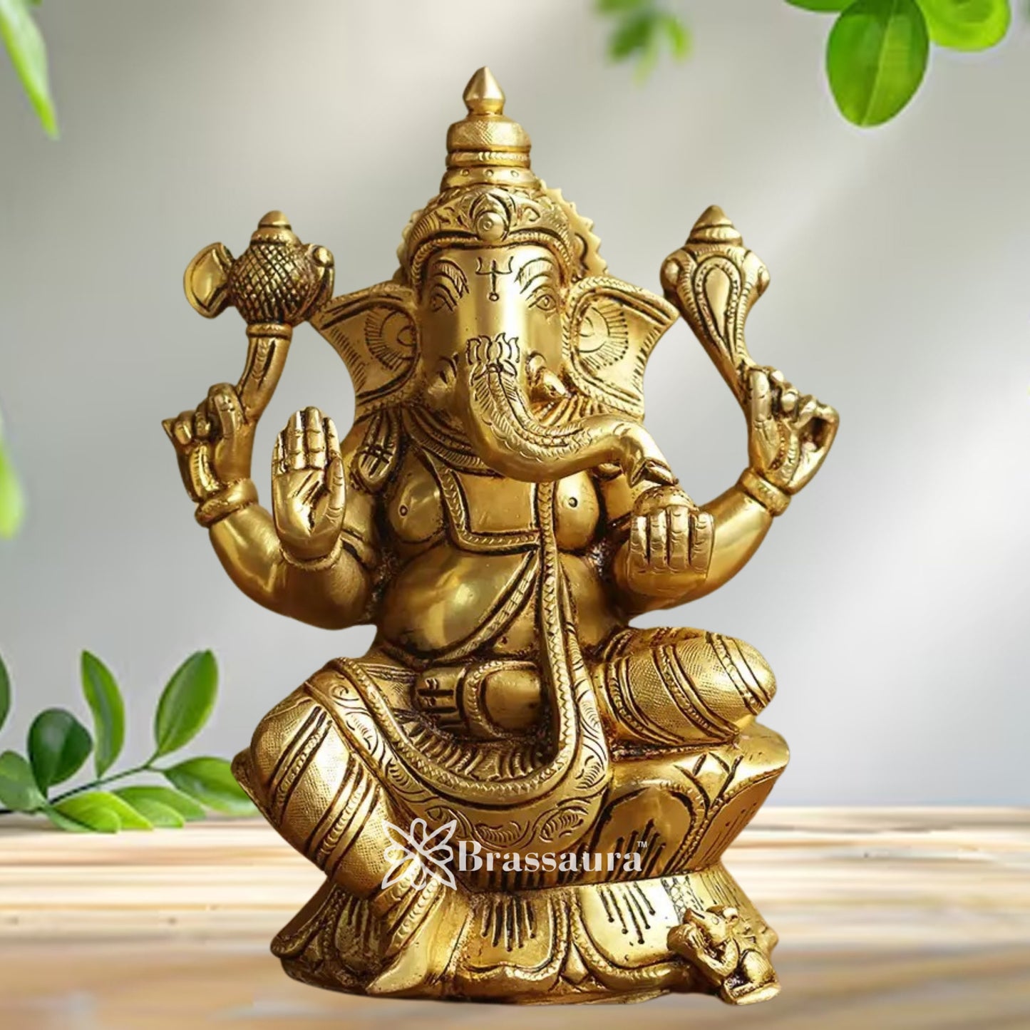 Brass Ganesha Statue Weight 2 Kg And Height 8 Inch