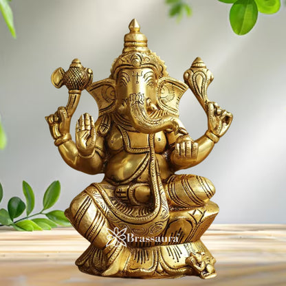 Brass Ganesha Statue Weight 2 Kg And Height 8 Inch