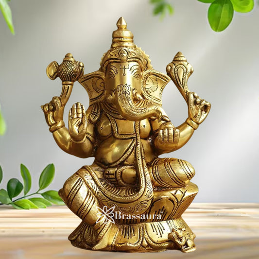 Brass Ganesha Statue Weight 2 Kg And Height 8 Inch