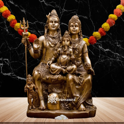 Brass Antique Shiv Family Weight 50 Kg & Height 24 Inch