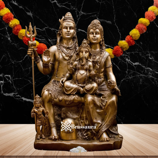 Brass Antique Shiv Family Weight 50 Kg & Height 24 Inch