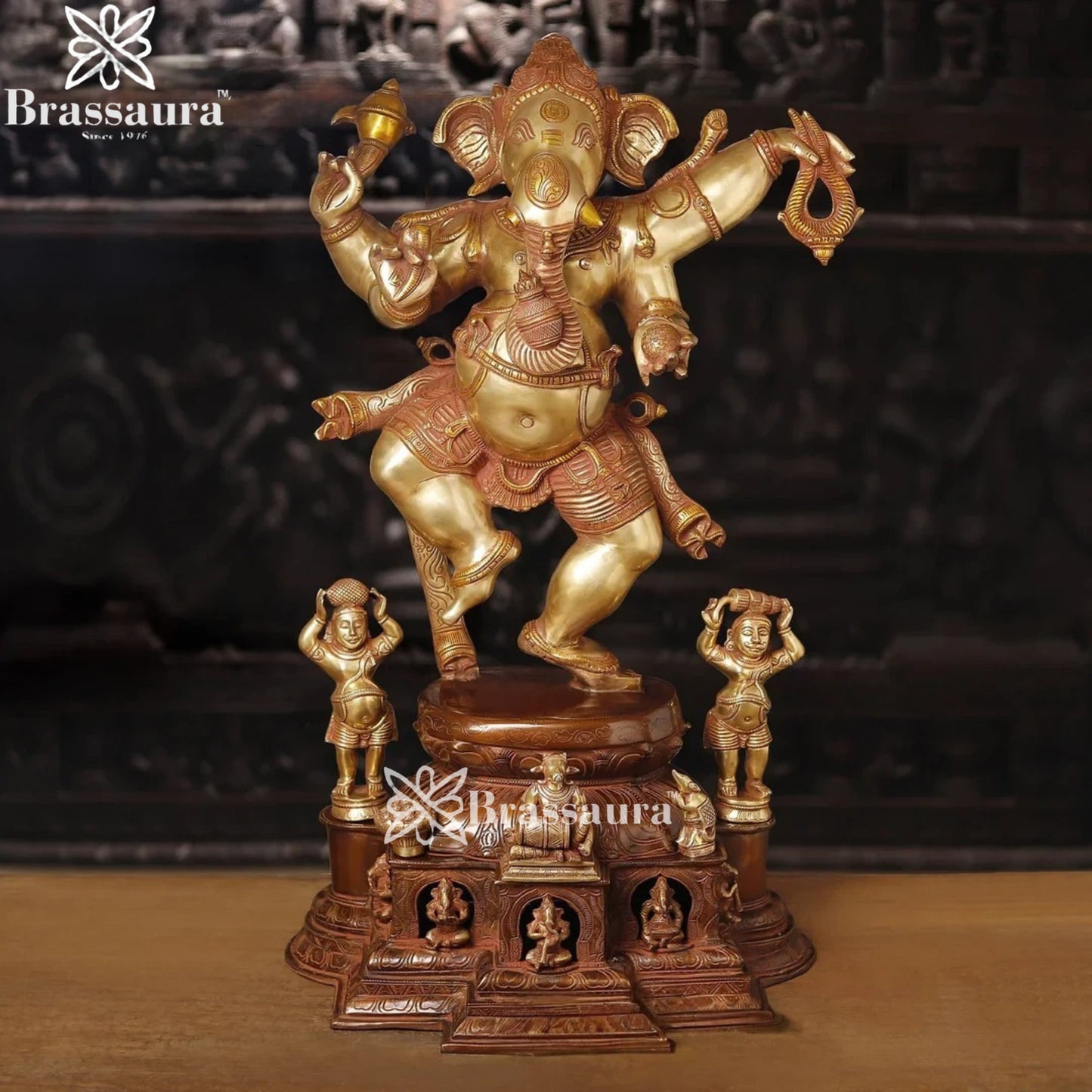 Brass Dancing Ganesha Weight 64.3 Kg & Height 40 Inch