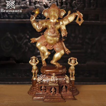 Brass Dancing Ganesha Weight 64.3 Kg & Height 40 Inch