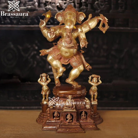 Brass Dancing Ganesha Weight 64.3 Kg & Height 40 Inch