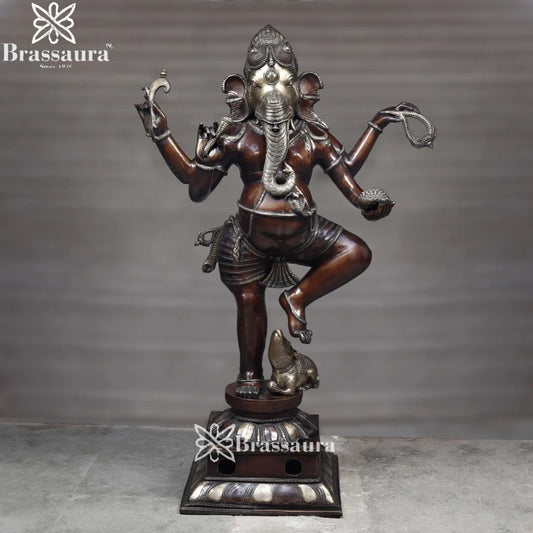 Brass Dancing Ganesha Weight 155 Kg & Height 66 Inch