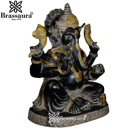 Brassaura Brass Ganesha Idol | Height 20.5 Inches