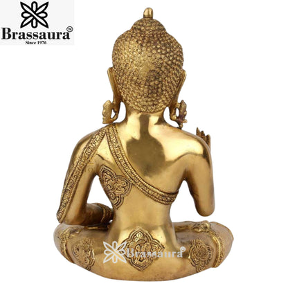 Brass Blessing Buddha Weight 5.4 kg & Height 12 Inch