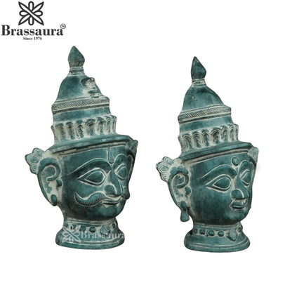 Brass Shiv & Parvati Mask Statue Weight 3.3 Kg And Height 9 Inch