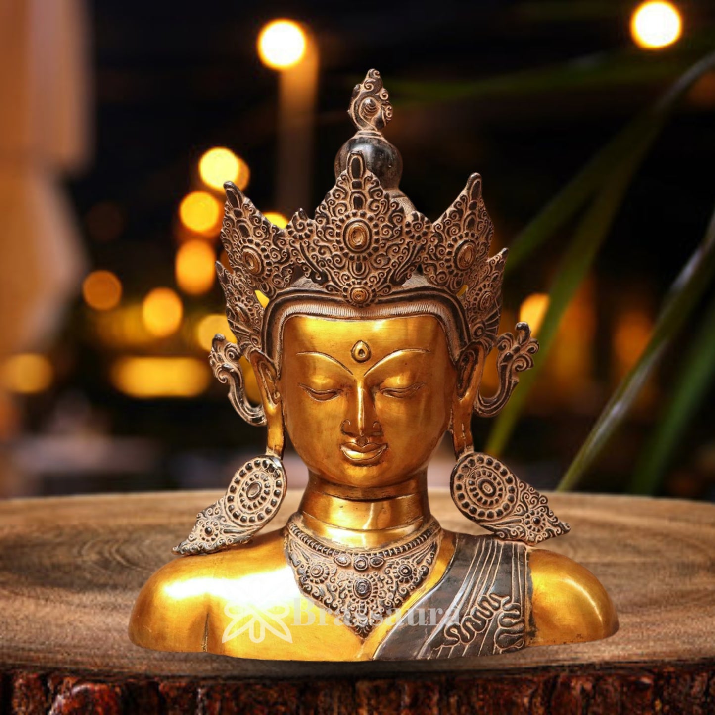 Brass Antique Tara Brust Statue Weight 10 Kg And Height 17 Inch