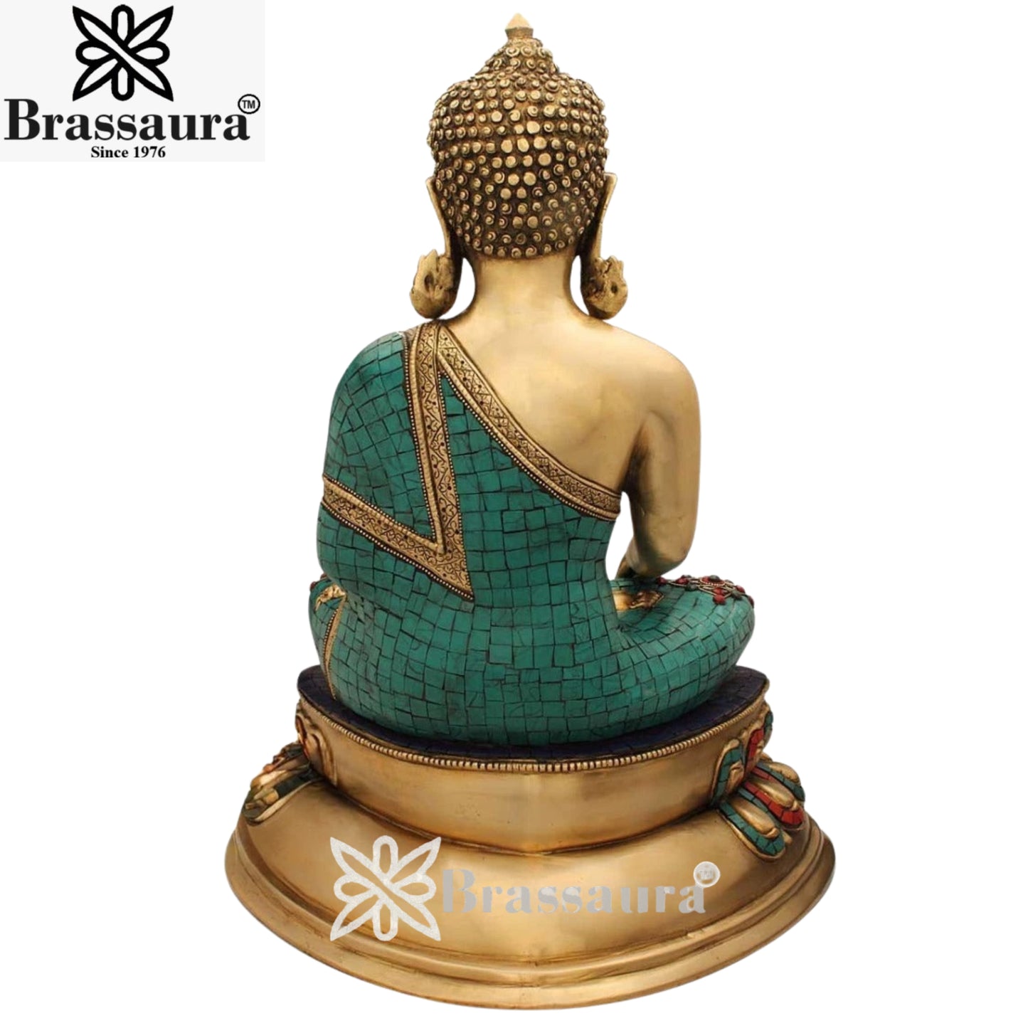 Brass Antique Gem Stone Work Buddha Weight 18 Kg & Height 22 Inch