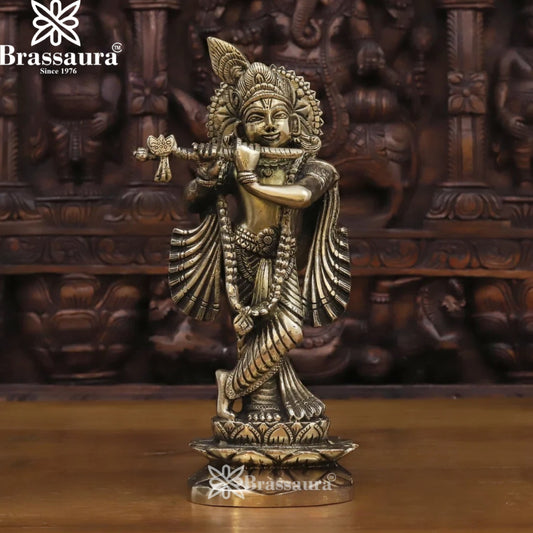 Brass Krishna Murti Weight 2.92 Kg And Height 11.5 Inch