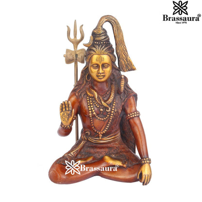Brassaura™ Handcrafted Brass Shiva Idol – Height 12 Inches & Weight 5 Kgs | Spiritual Décor