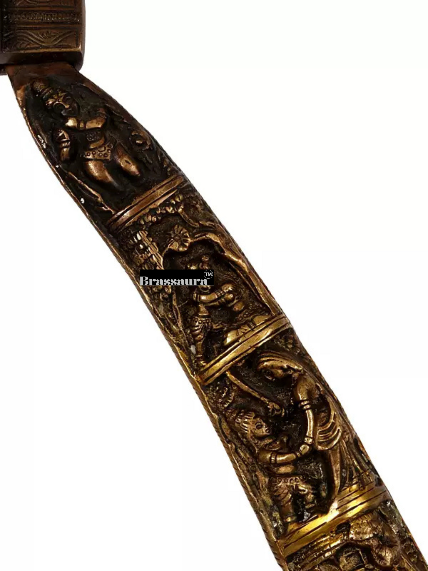 Brassaura™ Krishna Leela Arch with Bell and Shiva on Top – Height 44.09 inches | Weight 29.35 kgs