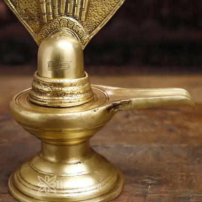 Brass Shivling With Naagraaj Statue Weight 4.41 Kg And Height 13 Inch
