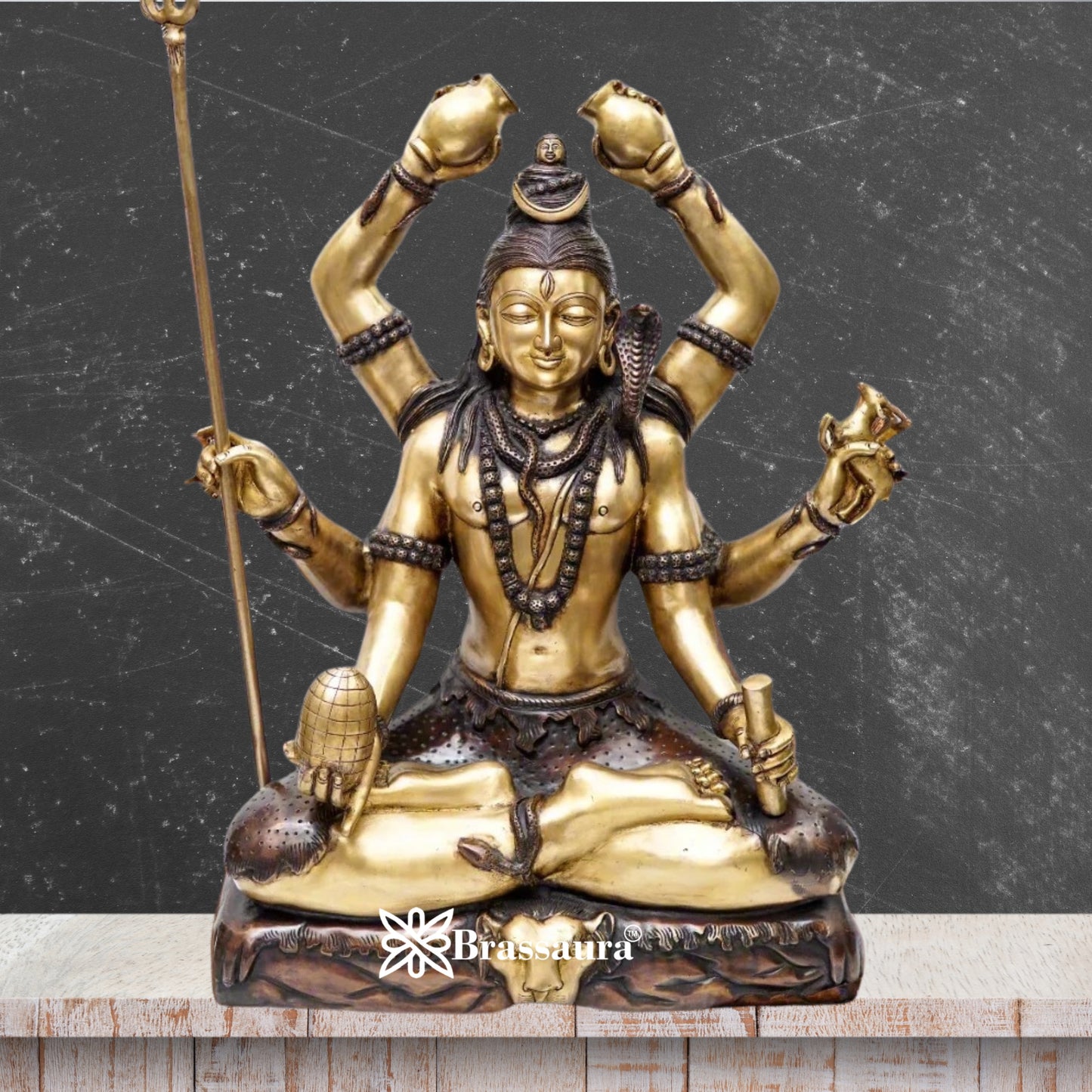 Brassaura™ Large Brass Lord Shiva Statue – Height 30 Inches & Weight 46 Kgs | Devotional Idol Online