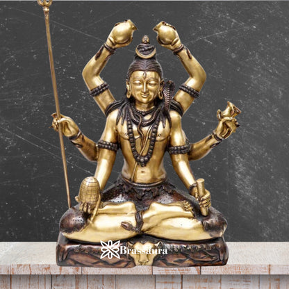 Brassaura™ Large Brass Lord Shiva Statue – Height 30 Inches & Weight 46 Kgs | Devotional Idol Online