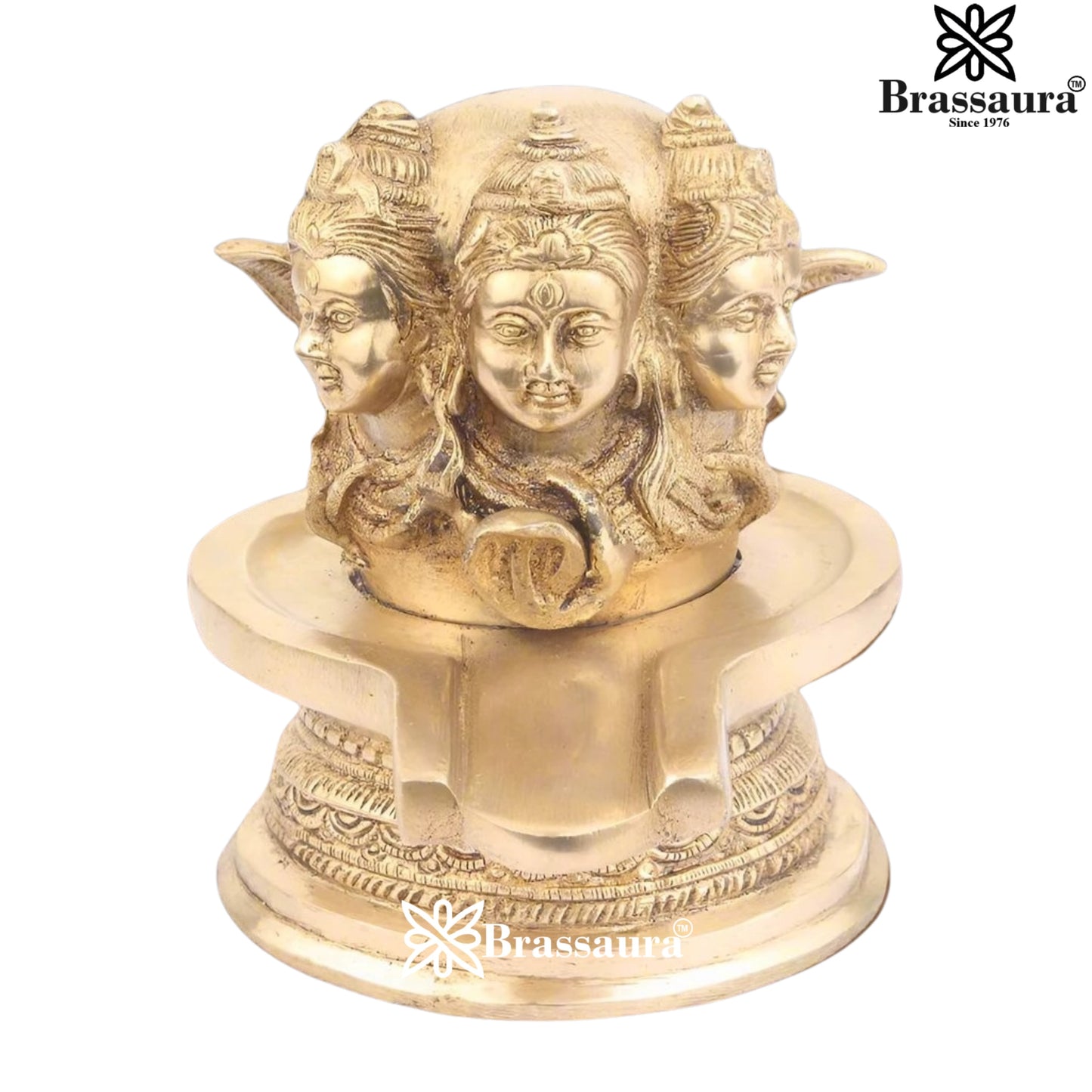 Brass Royal Golden Shiva Face Shivling Weight 2.5 Kg & Height 7 Inch