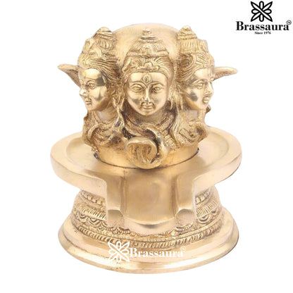 Brass Royal Golden Shiva Face Shivling Weight 2.5 Kg & Height 7 Inch