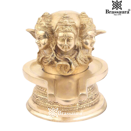 Brass Royal Golden Shiva Face Shivling Weight 2.5 Kg & Height 7 Inch