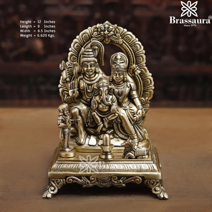 Brass Superfine Lord Shiv Parivaar Statue Weight 6.62 Kg And Height 12 Inch