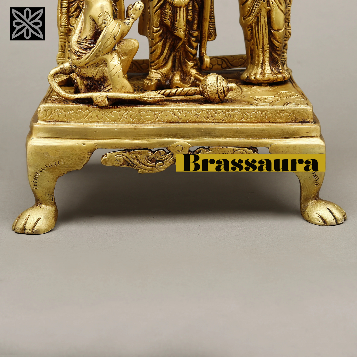 Brassaura™ Pure Brass Ram Darbar Idol – 14 Inch Height, 5.270 Kg Weight – Handcrafted Golden Finish Statue