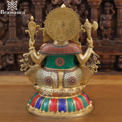 Brass Gem Stone Work Ganesha Weight 13.8 Kg & Height 17 Inch