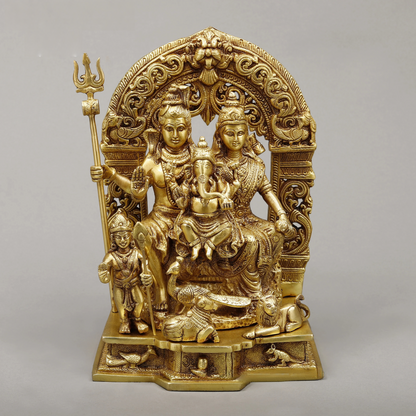 Brass Fine Shiv parivar Idol for Home and Decor | Weight 7 Kg Height 12 inch
