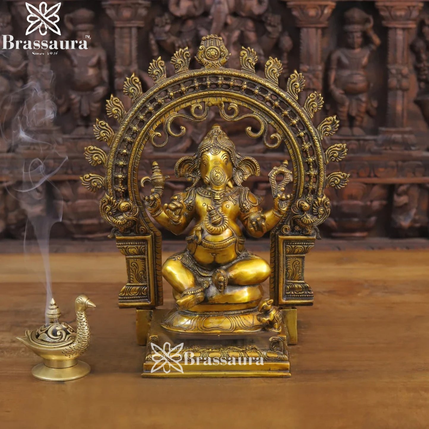 Brass Ring Ganesha Weight 8.58 Kg & Height 15 Inch