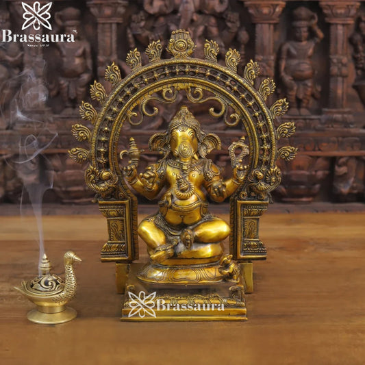 Brass Ring Ganesha Weight 8.58 Kg & Height 15 Inch