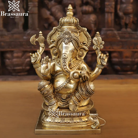 Brass Ganesha Weight 6.62 Kg & Height 12.5 Inch