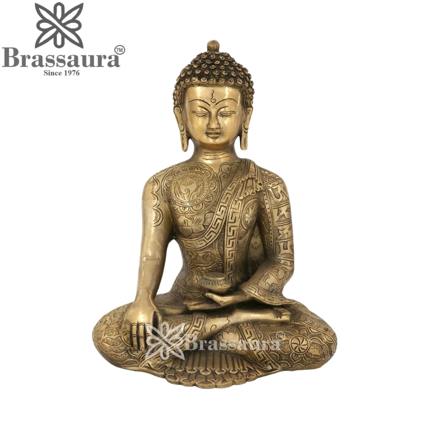 Brass Bhumisprasa Buddha Weight 6.2 kg & Height 12 Inch