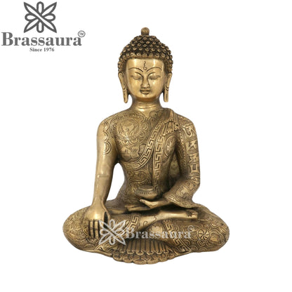 Brass Bhumisprasa Buddha Weight 6.2 kg & Height 12 Inch