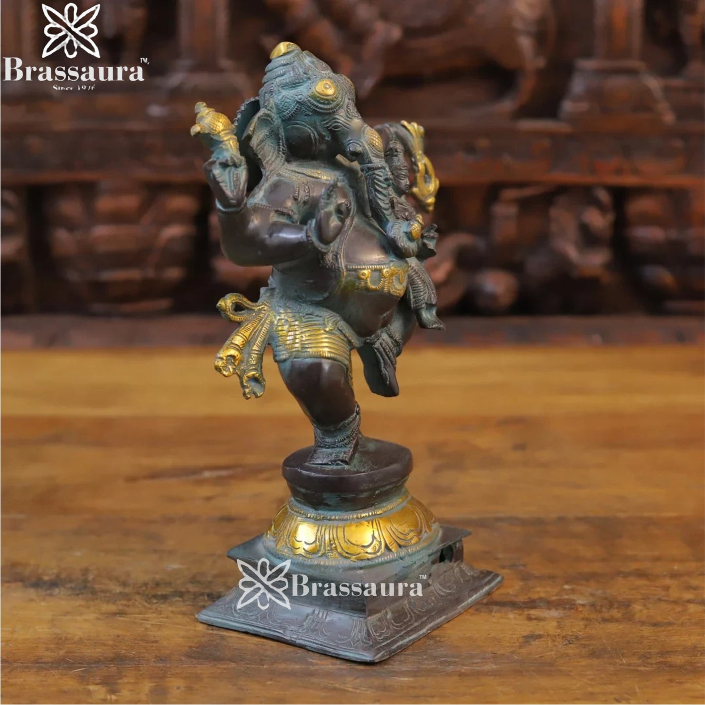 Brass Dancing Ganesha Weight 3.64 Kg & Height 11 Inch